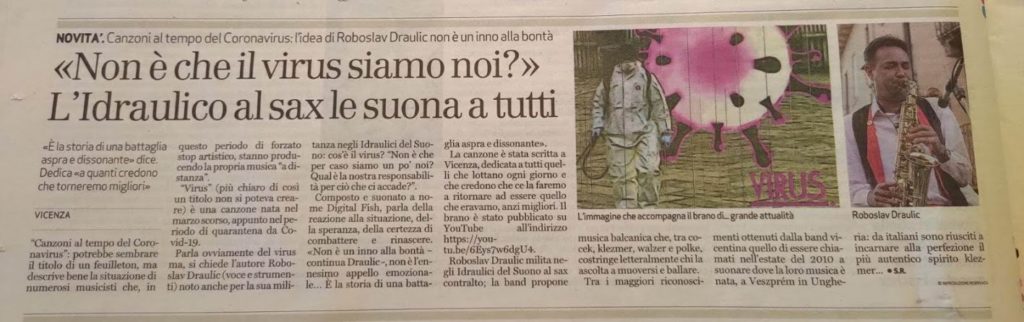 Il Giornale di Vicenza, 12 aprile 2020
"Non è che il virus siamo noi?"